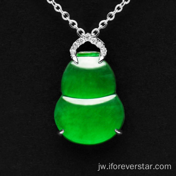 18k Putih Emas Icy Jadeite Pendant